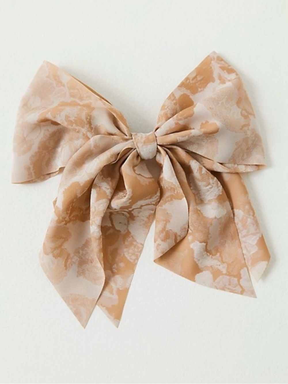 Free People Ethereal Dainty Rose Floral Twiggy Bow Barrette Neutral Tan Cream